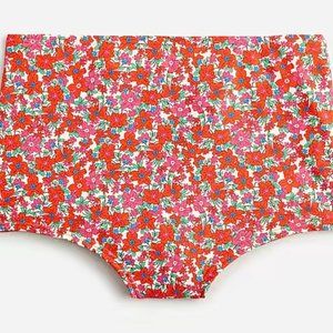 High-rise full-coverage bikini bottom in brilliant blooms